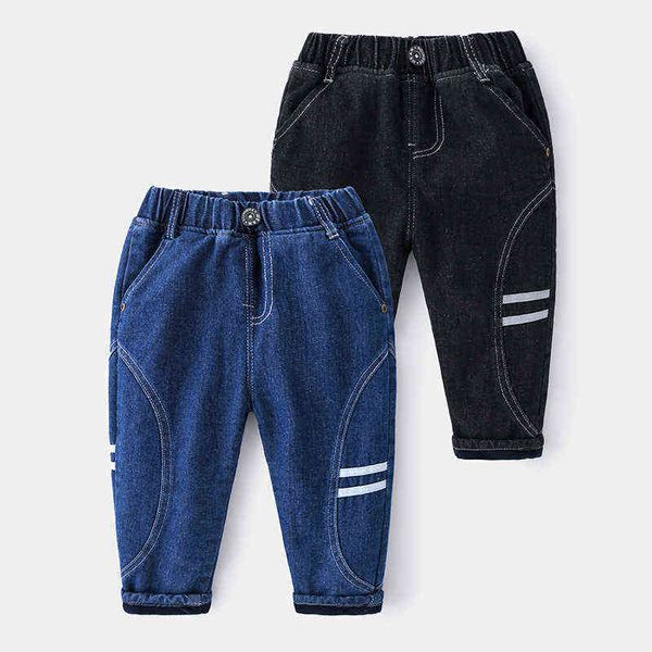 

2020 winter new baby boys jeans casual plus velvet thicken warm denim pants for boy 2-7 years toddler kids loose denim trousers g1220, Blue