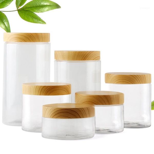 

100ml/200ml/300ml/500ml transparent vacuum plastic lid container storage box imitation wooden covered kitchen tools1