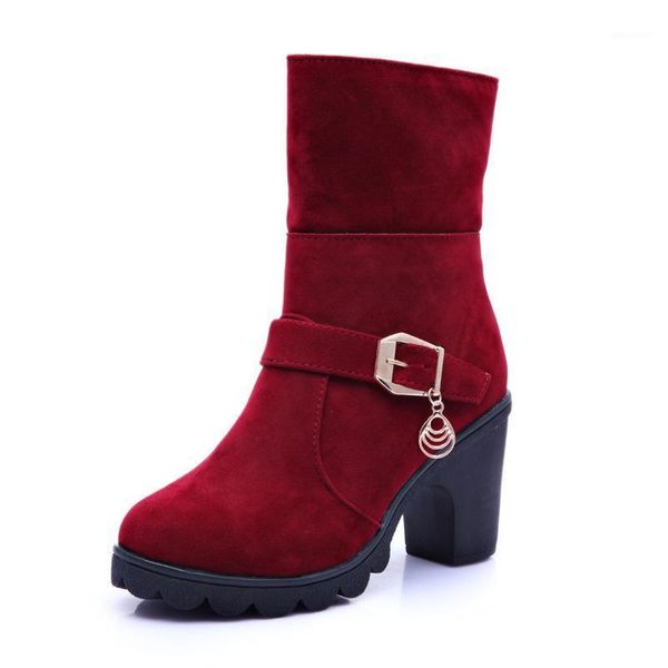 

2020 autumn and winter women's boots non-slip high heel snow boots women1, Black