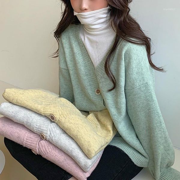 

2020 women autumn casual avocado soft warm knit cardigan cropped knit soft sweater vintage cardigan1, White