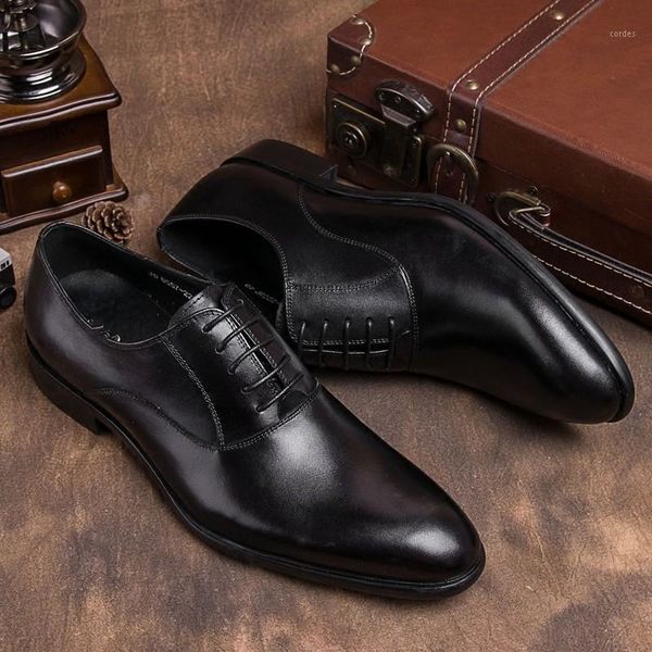 

dress shoes handmade genuine leather men british oxfords wedding party shoes1, Black