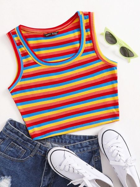 

rainbow striped tank y8un#, White