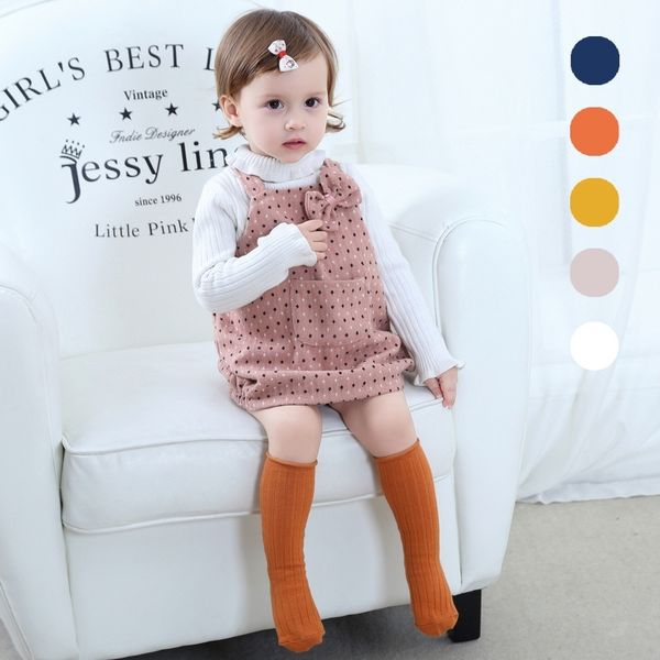 

newborn baby socks boys girls anti slip kids cotton fashion solid long sock with grip children clothes accessories y201009, Pink;yellow