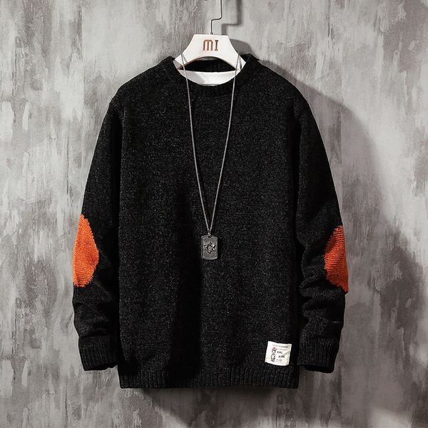 

2021 new fashion classic o-neck black sweaters men's oversize pull plus size -5xl long sleeves pullover for autumn spring winter 72y4, White;black