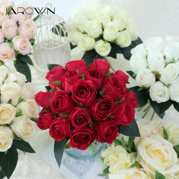 

decorative flowers & wreaths jarown simulation rose bride holding bouquet artificial 18 head silk fake wedding decor home party