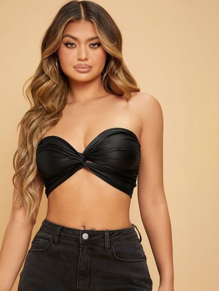 

sxy twist front tube crop c4jf#, White