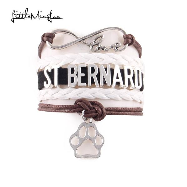 

charm bracelets little minglou infinity love st bernard dog bracelet pet leather wrap men & bangles for women jewelry, Golden;silver