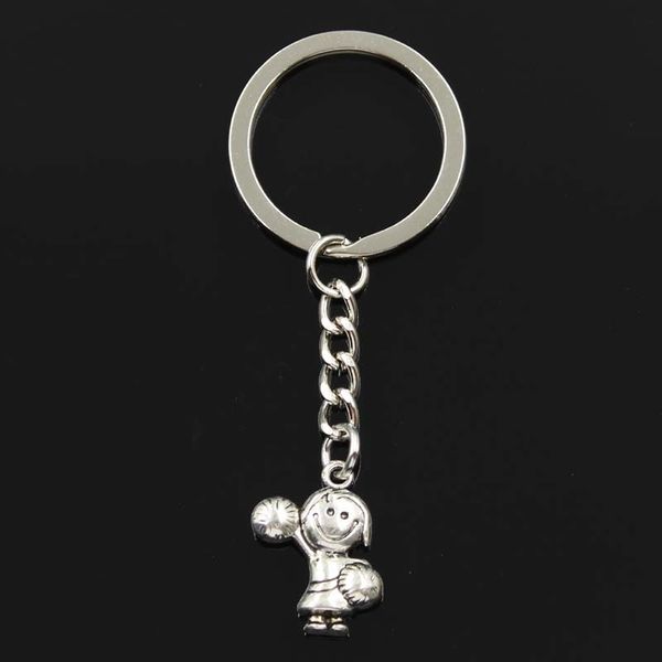 

fashion cheerleaders girl 22x15mm pendant 30mm key ring metal chain silver color men car gift souvenirs keychain dropshipping