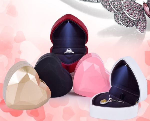 

heart shaped led lamp jewelry box wedding make a proposal ring box jewelry gift box pendant boxes women gift wrap