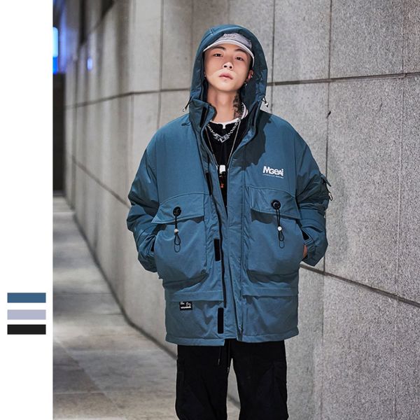 

green black gray letter pattern down jacket men's 2020 winter new jacket with illusion printing multi-pocket down jacket