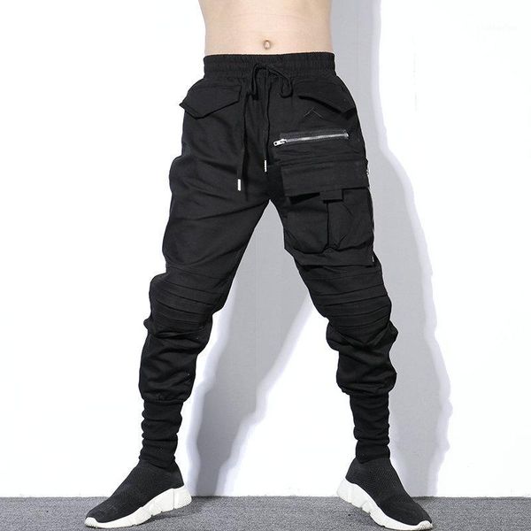 

darkly style multi-pockets pants men fashion hip hop harem pants casual joggers sweatpant vintage streetwear men trousers1, Black