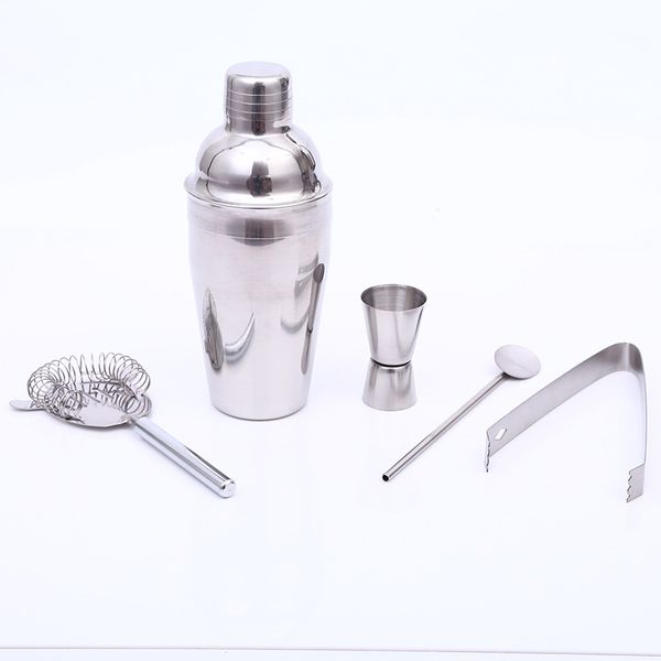 

stainless steel 550ml 750ml cocktail shaker set bartender cocktail tool martini shaker with spoon tong jigger bartender kit for drink mixing