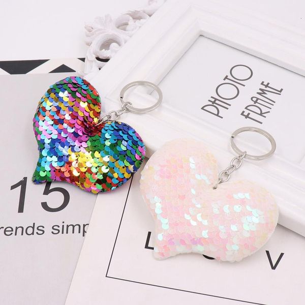 

ring sequins cute pompom heart key keychain glitter gifts for women llavero chaveros charms car bag accessories fashion, Slivery;golden