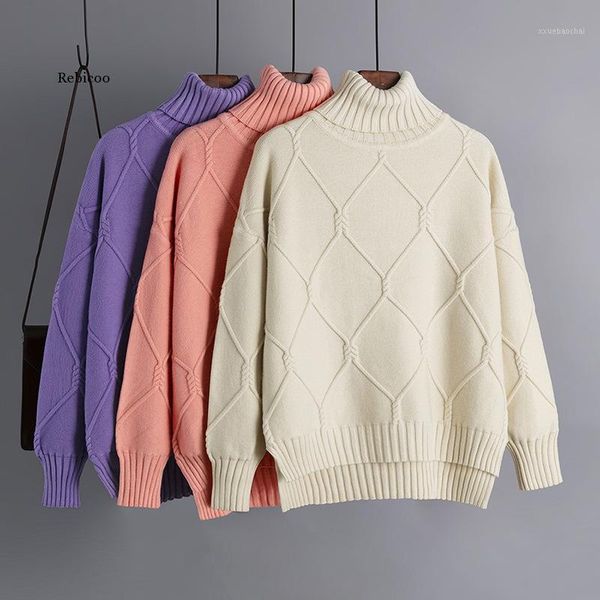 

autumn winter oversize turtlenect thick wool cashmere sweater pullovers women long sleeve female casual big sweater jumper1, White;black