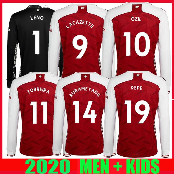 

20 21 arsen long sleeve soccer jerseys home 2020 2021 ceballos saliba martinelli pepe home away third goalkeeper football shirts, Black;yellow