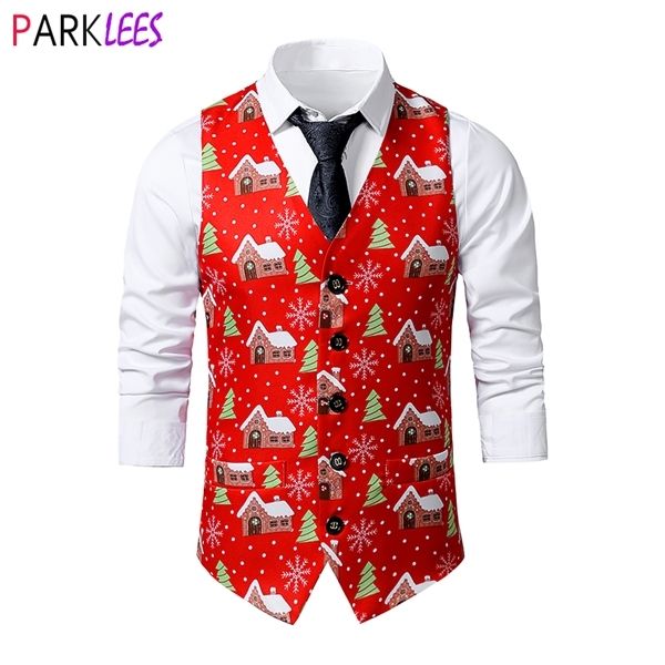 

red christmas vest wasitcoat men 2020 brand v neck slim fit waistcoats mens xmas navidad party prom vest gilet costume homme 2xl q1216, White;black