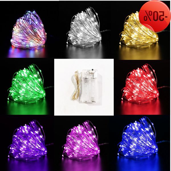 

10-100 led light string garland battery power copper wire for party christmas wedding home decor fairy lights clamp