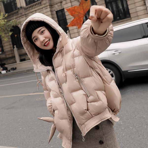 

fitaylor winter short down coats women hooded white duck down jacket female casual waterproof zipper outerwear clothes1, Black