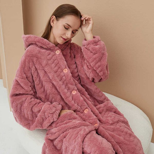

coral velvet pajamas home clothes women's thickened home clothes women's pajamas long winter pajamas set, Black;red