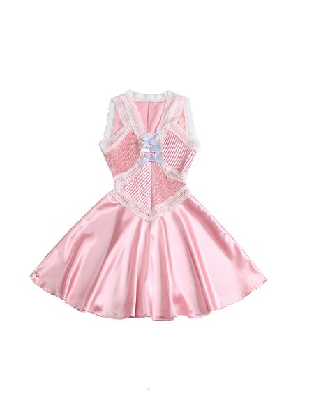 

2021 le palais original new hair label pink spaghetti strap above knee women clothed on v decorated dress in candy s7d7, Black;gray
