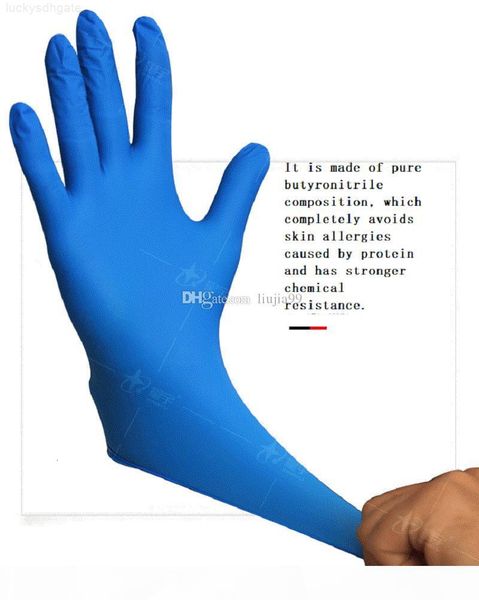 

factory019hrubber 100pcs wear-resistant durable latex nitrile disposable food household cleaning gloves anti-static blue