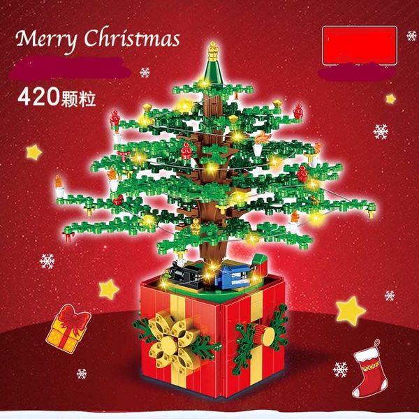 

christmas tree building block compatible street view small particles assembled toy christmas gift for kid