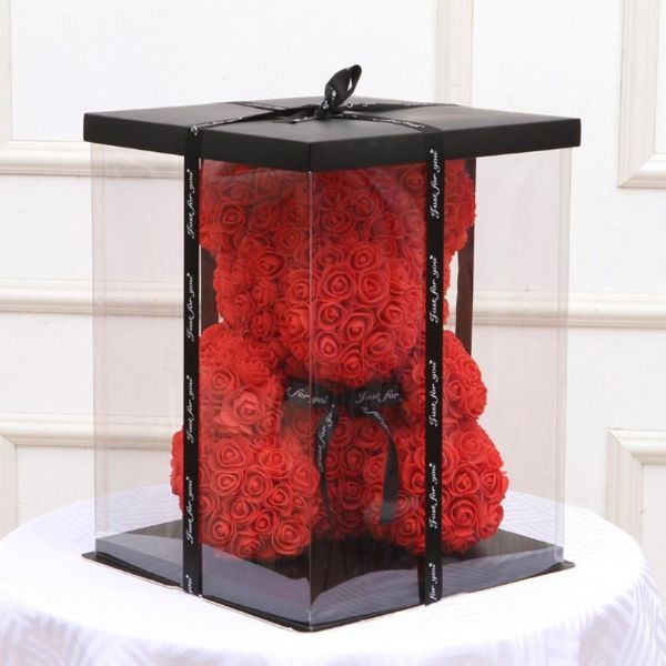 

transparent empty gift box for artificial teddy bear rose flower gifts box women plush bear gift1
