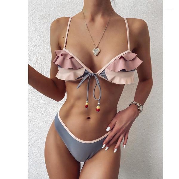 

ruffle swimwear women push-up padded bra bikini set brazilian bikinis swimsuit for women bathing suit two pieces bikini sets1, White;black