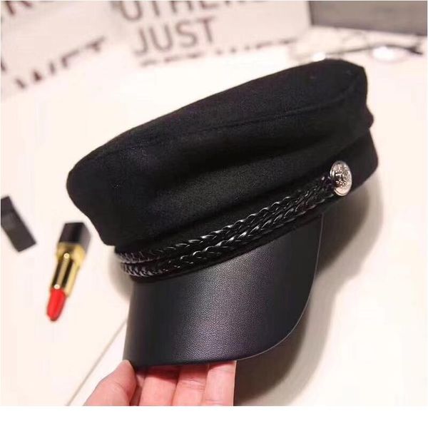 

мода женские шляпы ретро морская кепка вскользь повседневная восьмиугольная кепка в колледже стиль плоский бейсбол cap unisex all-match stre, Black