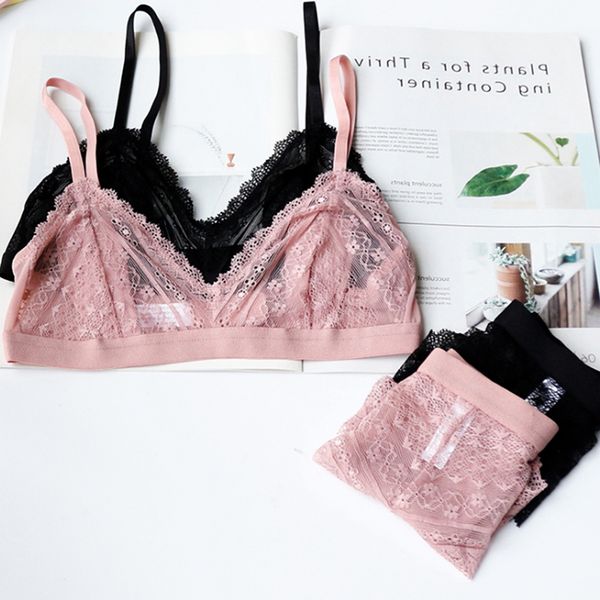 

for women sets transparent bra lingerie push up brassiere lace underwear set panties, Red;black