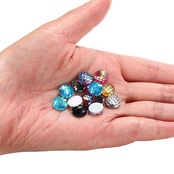 

50pcs/lot 10mm resin cabochons fish scale shape mix colors round cabochon diy for jewelry making finding supplies craft pendants q bbyknr, Black