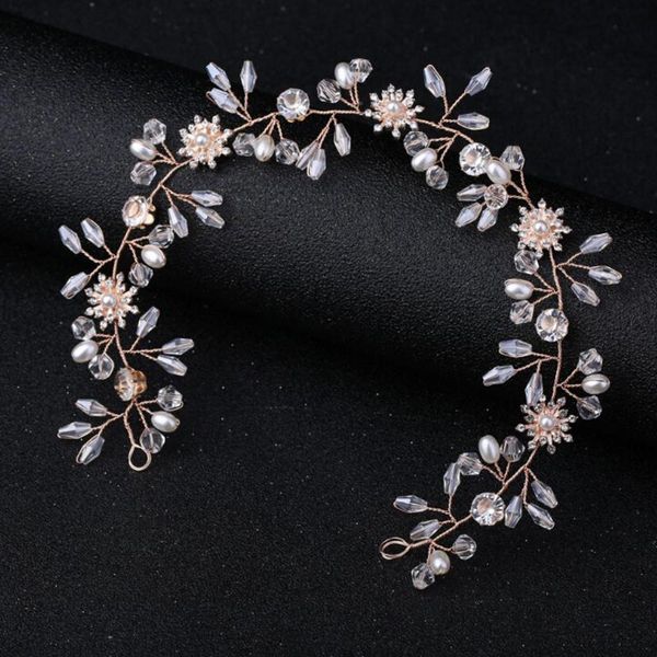 

hair clips & barrettes rose gold wired rhinestones crystals pearls flower wedding headband bridesmaid bridal vine accessories 6 style, Golden;silver