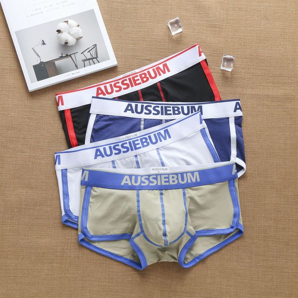 

Dropshipping Men Underwear Mens Cotton Fashion Trend Flat-angle Pants Low-Waisted European And American Muscle Youth Underwear, Blue