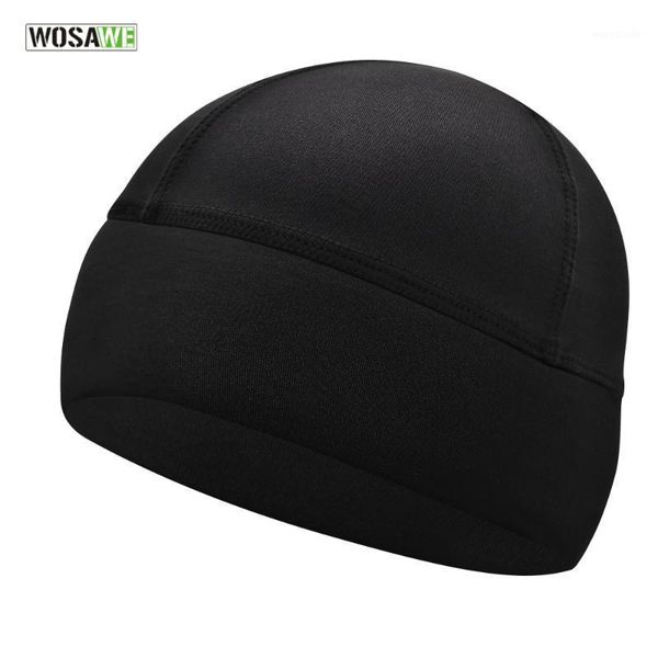 

wosawe cycling skull cap helmet liner hat riding hiking skiing running beanie thermal moisture wicking fits under helmets1, Black
