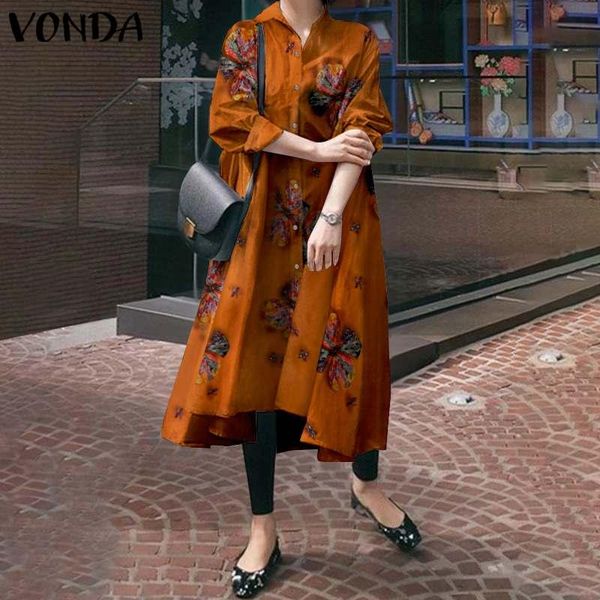 

женская весенняя санктра кнопка maxi vestidos асимметричная рубашка платье vonda 2021 kaftan старинные платья женские отвороты повседневная, Black;gray
