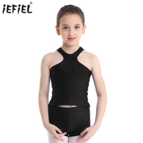 

girls tank bottoms kids clothes set summer casual ballet dance gym workout girls solid color vest shorts toddler clothes set1, White