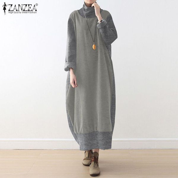 

зима водолазка лоскутная sundress zanzea осень женщины толстовка платье vestidos robe повседневный длинным рукавом сыпучие длинный пуловер, Black;gray