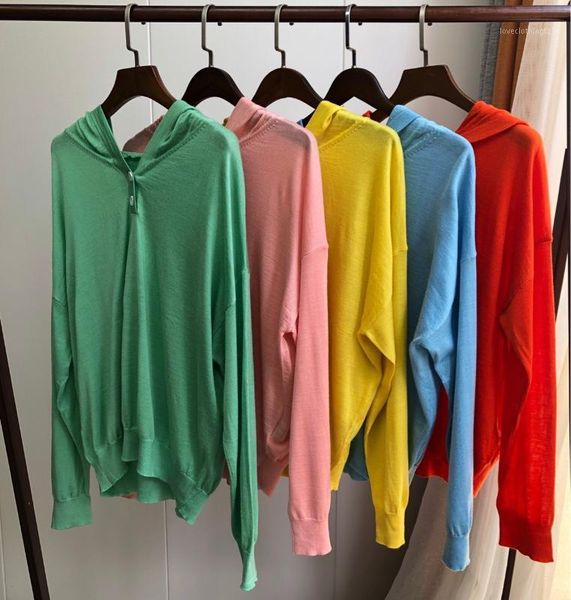 

women's sweaters women sweater thin hooded knit 2021 early autumn loose comfortable five colors  long sleeve sweater1, White;black