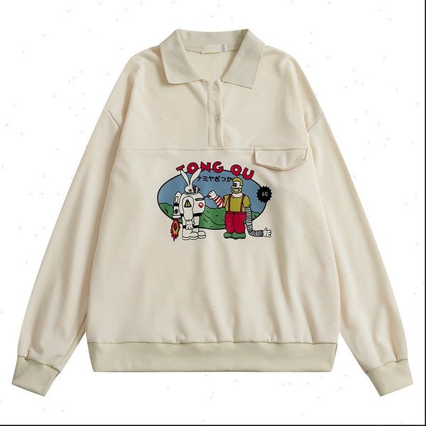 

2021 spring new original womens pullover sweatshirt long sleeved playful ladies loose vest hoodie down collar spring, Black