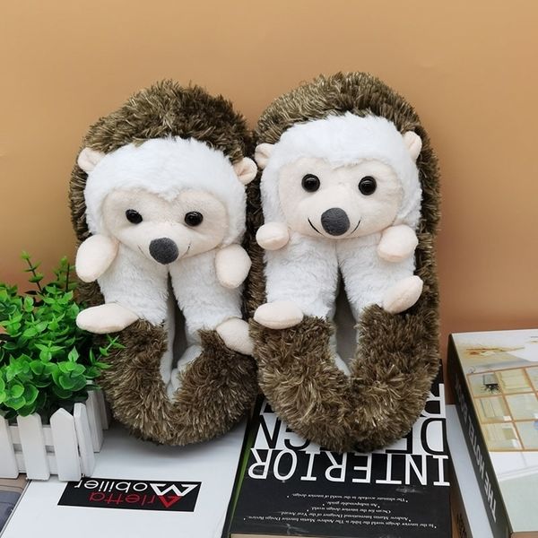 

hedgehog indoor slippers special offer custom a warm winter lovers home slippers thick hard bottom shoes on floor lovers shoes y201026, Black