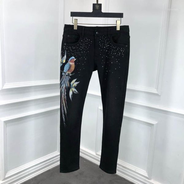 

z1295 fashion men's jeans 2020 runway european design party style men's clothing1, Blue