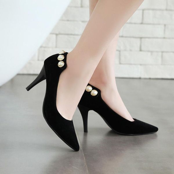 

dress shoes bescone fashion women pumps black pearl decoration handmade party thin heel pointed toe shallow ladies bm358