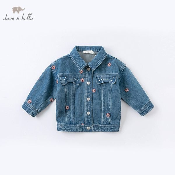 

dbj14424 dave bella autumn baby girls cute floral embroidery button pockets coat children fashion infant toddler outerwear 201106, Blue;gray
