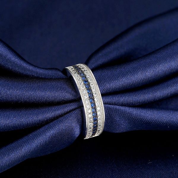 

selling ring silver inlaid blue white zircon