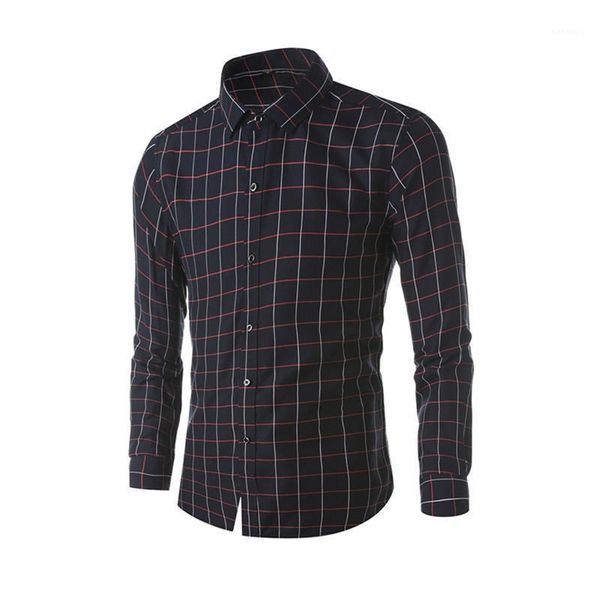 

men shirt brand clothing mens long sleeve shirt 2020 summer plaid print slim fit plus size casual men clothes1, White;black