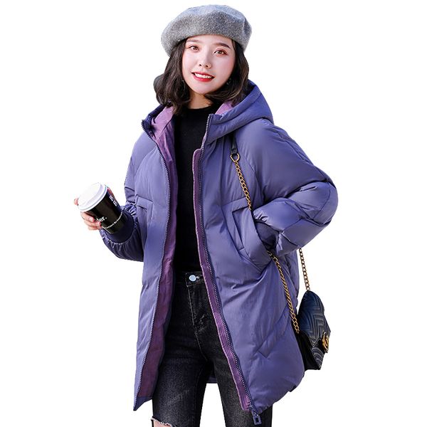 

2021 new three color winter coat women thicken warm hooded jacket winter cotton padded parka female outwear plus size abrigo mujer 1m9r, Black