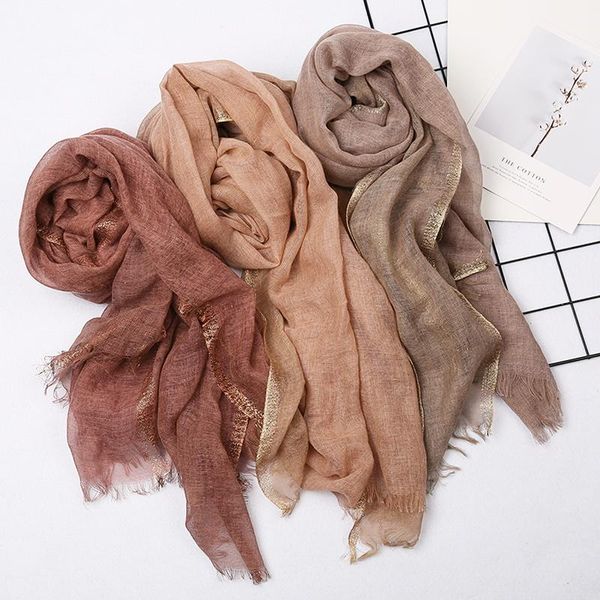 

2021 plain color fringe scarves shawl long muslim lurex wrap hijab 7 color 10pcs/lot ing, Blue;gray