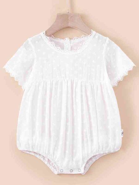 

baby lace trim ditsy floral pattern bodysuit she, Blue