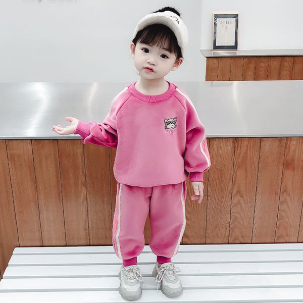 

new autumn baby girl clothes suit fashion children cotton t shirt pants 2pcs/sets infant toddler casual costume kids sportswear y1107, White