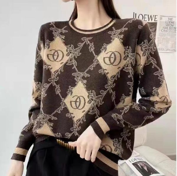 

women 's sweater traf fall winter letter jacquard round casual short wool 2022 dress neck loose clothing new lady, White;black